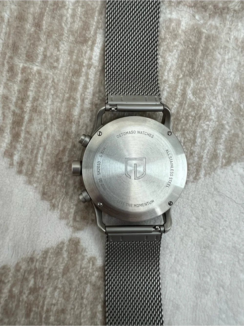 Detomaso Men's Silver Mesh Chronograph Watch - Silver Dial